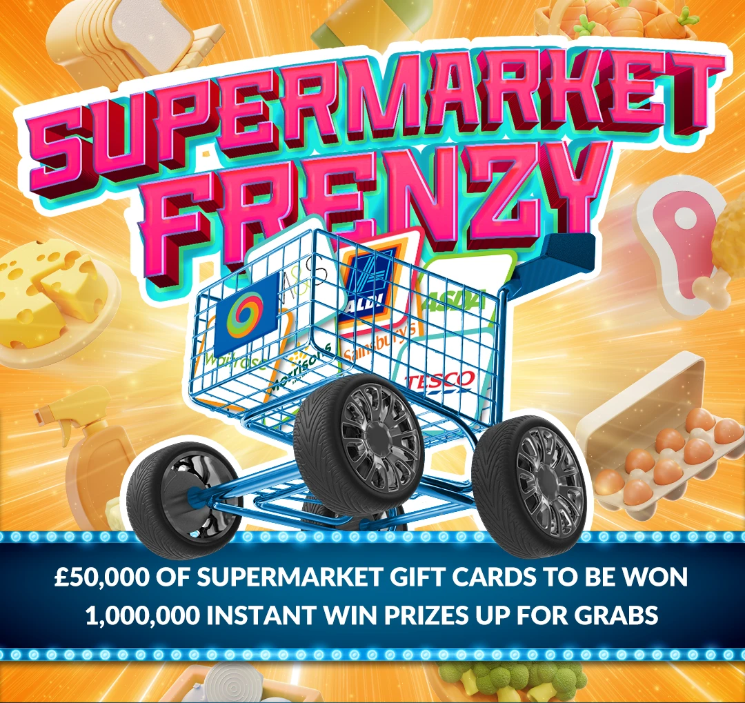 SUPERMARKET FRENZY - £50,000 of Supermarket Gift Cards to be won